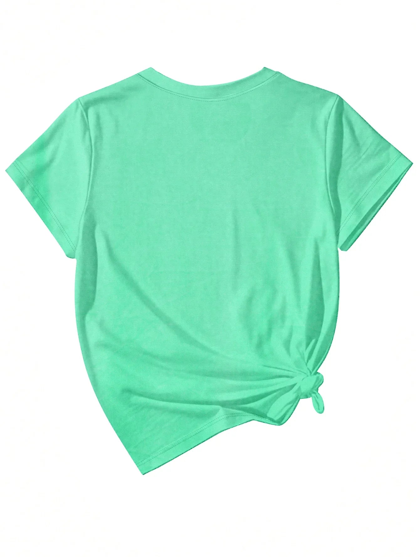 Plus Size Tops Women Clothes Round Neck Summer Marine Life Themed & Sea Creature Print Light Green Short Sleeved T-shirt