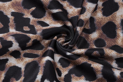 2024 Summer New Product Leopard Print short Sleeved V-neck Fashionable Tight Fitting Hip Lifting Jumpsuit For Women