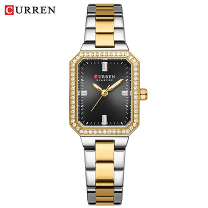 CURREN Women Watch Quartz Watch for Ladies Simple Elegant Dress Wristwatch Stainless Steel Bracelet Gold black
