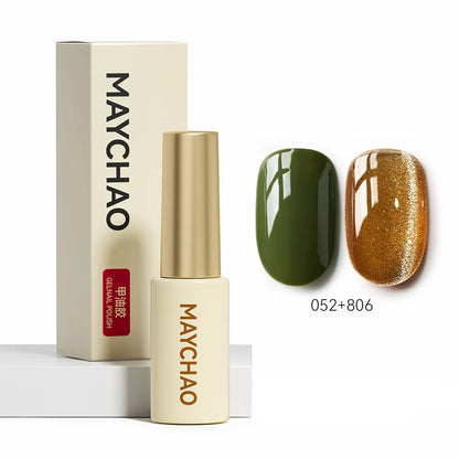 MAYCHAO 5ML Gel Nail Polish 9D Laser Diamond Glitter Cat Eye Gel Semi-Permanent Soak Off UV LED Gel Nail Manicure Tools Nail Art 052And806