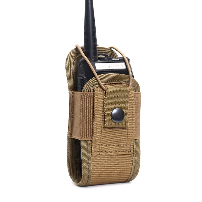 1pc Tactical Radio Walkie Talkie Pouch Magazine Waist Bag Holder Pack Airsoft Hunting Camping Interphone Holster Bag Khaki