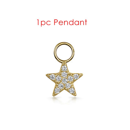 1PC Little Star Moon Snake Crystal Charms Pendant Helix Daith Earrings for Women Hanging Matching Piercing Lobe Tragus Jewelry CC032-2