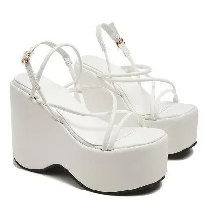 2025 Platform Brand Design Woman's Sexy Sandals Shoes Punk Wedges High Heels Comfy Leisure Woman Shoes Designer Sandalias White