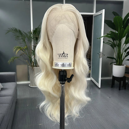 Platinum Blonde Long Wavy Synthetic Wig Free Part Loose Wave Natural Curly 13X4 Lace Front Wigs for Women Daily Party Cosplay Badiee Stylez