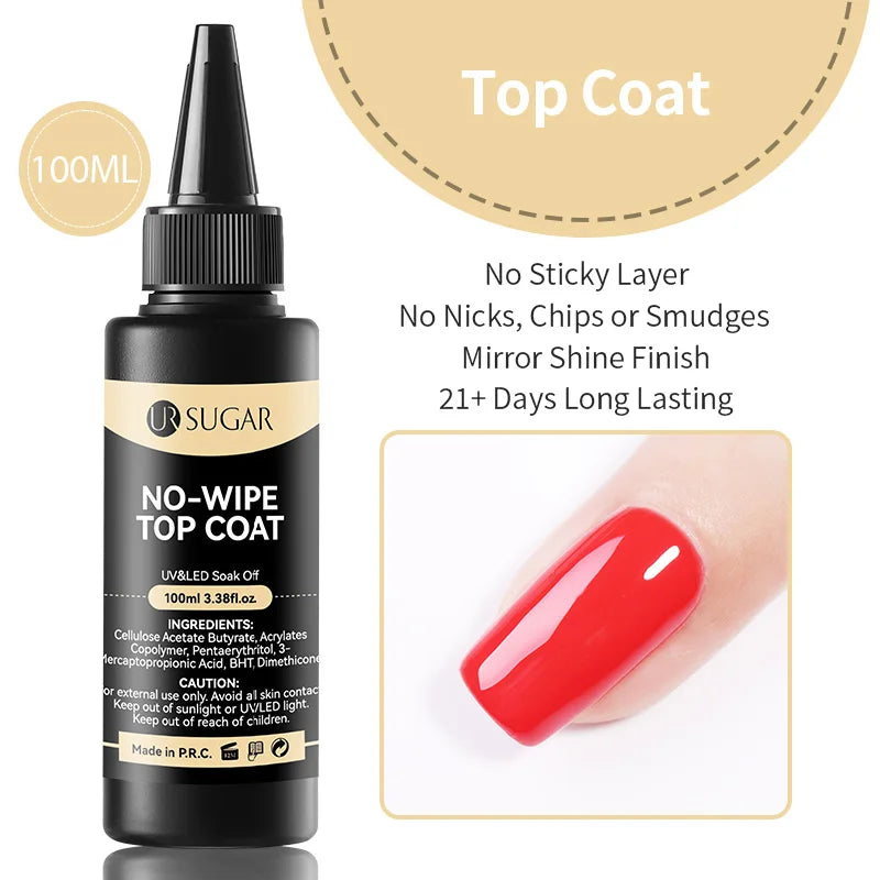 UR SUGAR 100ml Reinforcement Gel Nail Prep Dehydrator Nail Art Soak Off UV LED Base Gel No Wipe Top Coat Varnish Manicure No Wipe Top Coat