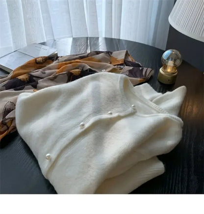 Solid Cardigan Sweater Fall Women Clothing Korean Fashion O-neck Long Sleeve Top Single Breasted Sweet Knitted Mujer Outerwear