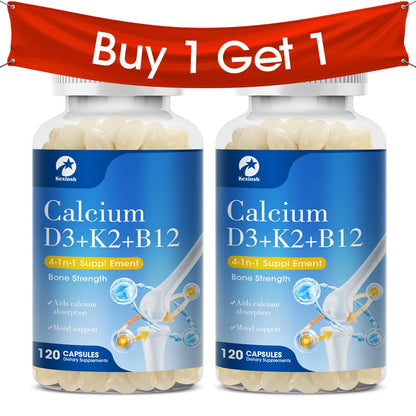 Kexinsh Vitamin D3K2 Capsules Vb12 Calcium Support Calcium Absorption Bone Teeth Heart Brain Health Joints Immune Function 240 counts