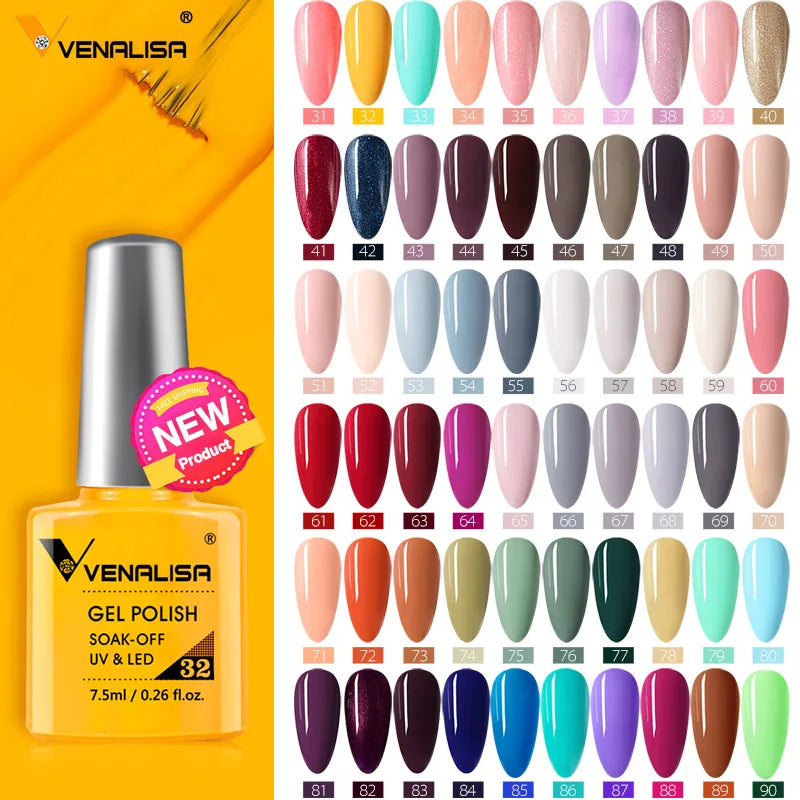 VENALISA Nail Gel Polish 7.5ml Super Glossy Glitter Gellack Great Coverage Soak Off UV LED Semi Permanent Beauty Nail Manicure