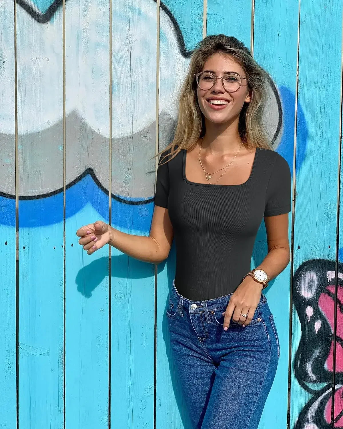 Summer Sexy Short Sleeve Ribbed Square Neck Thong Bodysuits One Piece Square Bodysuits Tummy Control Body Shapers Belly