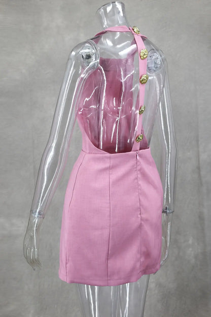 Ladies Elegant Halter Sleeveless Slim White Dress Women Sexy Backless Mini Dress Club Party Dress 2024 New Summer Women Dress