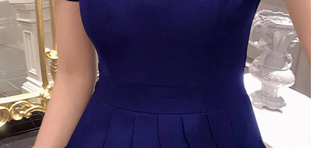 Hebe Sle Retro Collar Little Bla Dr Women Sweet And Spicy Waist Cinching Summer ort Sve High Waist A-Line Dr