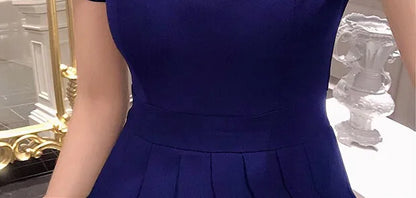 Hebe Sle Retro Collar Little Bla Dr Women Sweet And Spicy Waist Cinching Summer ort Sve High Waist A-Line Dr