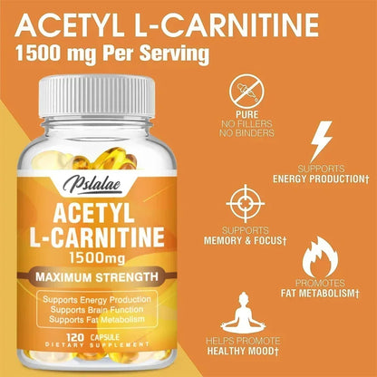 Acetyl-L-Carnitine Capsules 1500 Mg - Supports Natural Energy Production, Supports Memory and Concentration Supplement