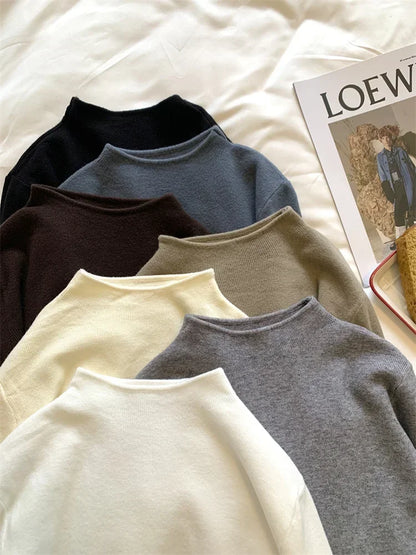2025 Women Turtleneck Knitted Pullovers Solid Sweater Harajuku Korean Soft Warm Knitwear Autumn Winter Fashion Slim Jumpers Tops Badiee Stylez