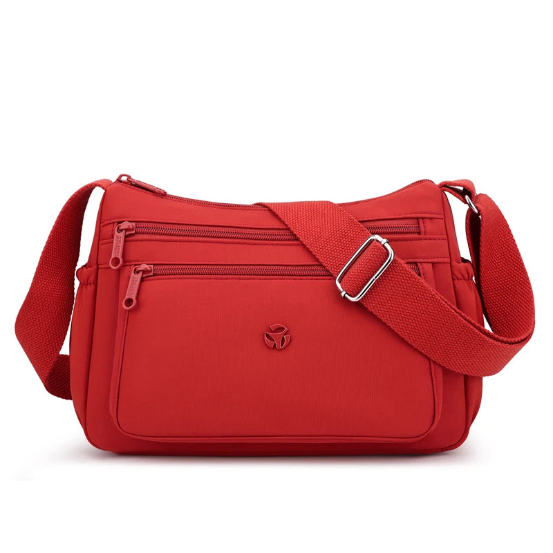 Just Hold A Lot Waterproof Nylon Shoulder Crossbody Bags for Women Messenger Travel Daily Use Bags Suitable for Mothers Shopping Red