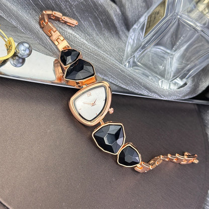 Women's irregular shape large sparkling special-shaped rhinestone simple sun pattern dial Fashion trend avant-garde quarts watch