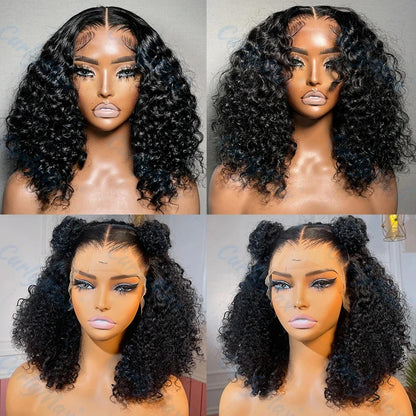 250% Density Short Bob Wig Human Hair 13x4 Lace Front Wigs Glueless Lace Frontal Wig Deep Wave Jerry Curly Wig For Black Women