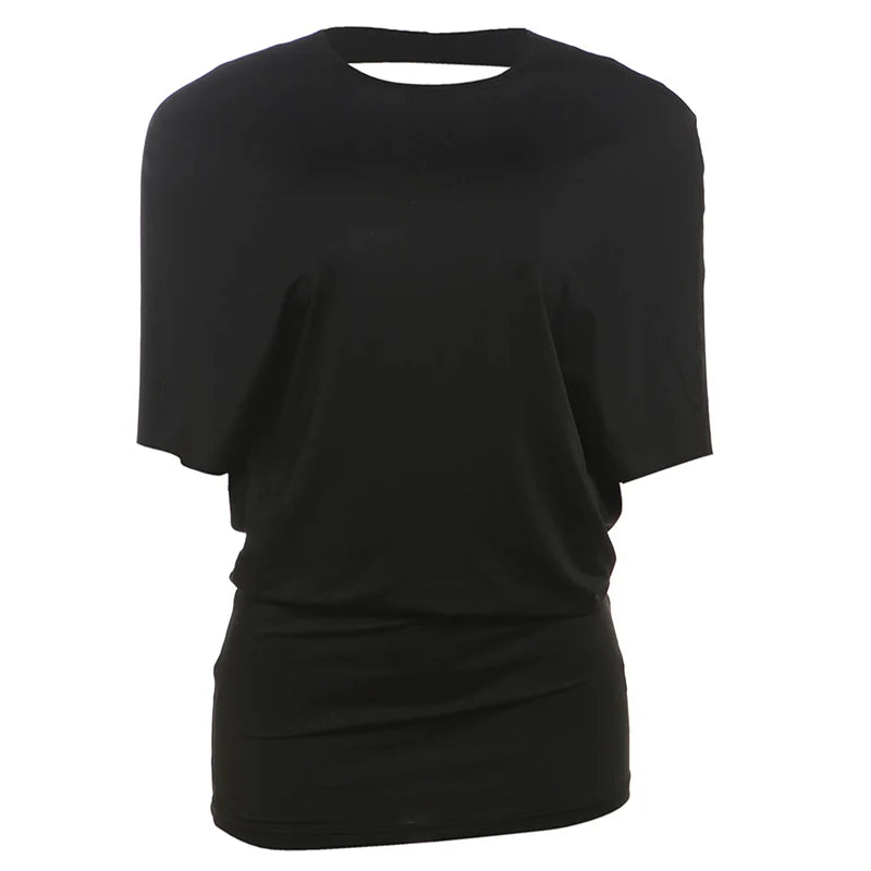 Nibber o-Neck Sexy Backless Mini Dress Women Y2K Solid Trend Style Half Sleeve Spicy Girls Street Midnight Fashion Slim Outfits