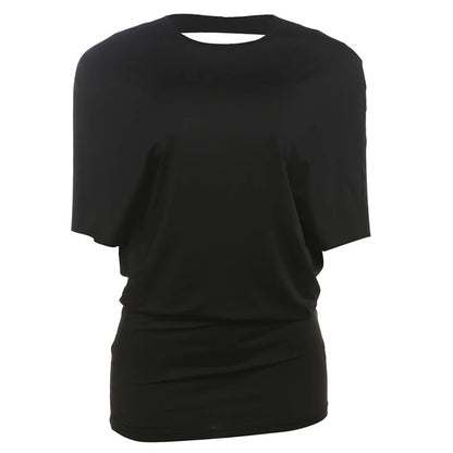 Nibber o-Neck Sexy Backless Mini Dress Women Y2K Solid Trend Style Half Sleeve Spicy Girls Street Midnight Fashion Slim Outfits