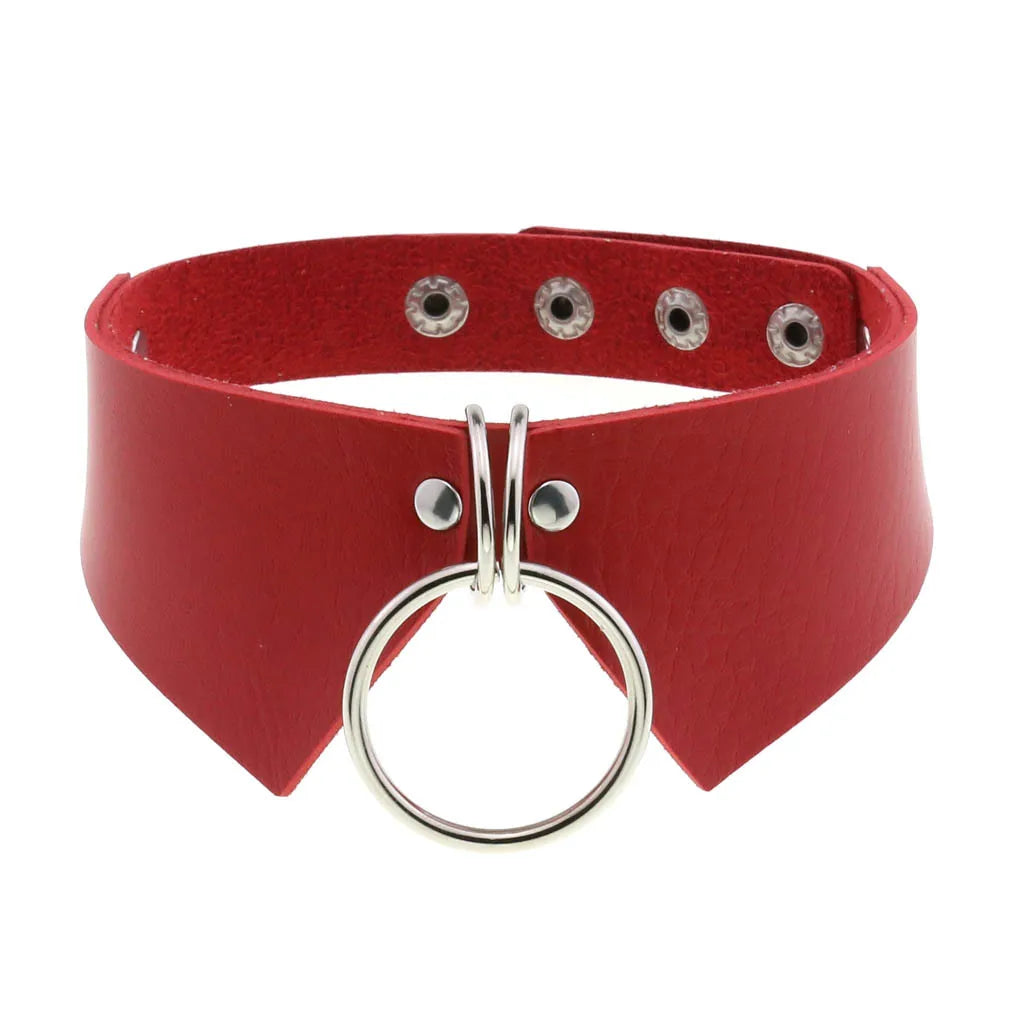 Punk Red Choker Necklace PU Leather Sexy Spiked Neck Strap Clavicle Collar Men Necklaces Hollween Women Y2K Jeweley Gift