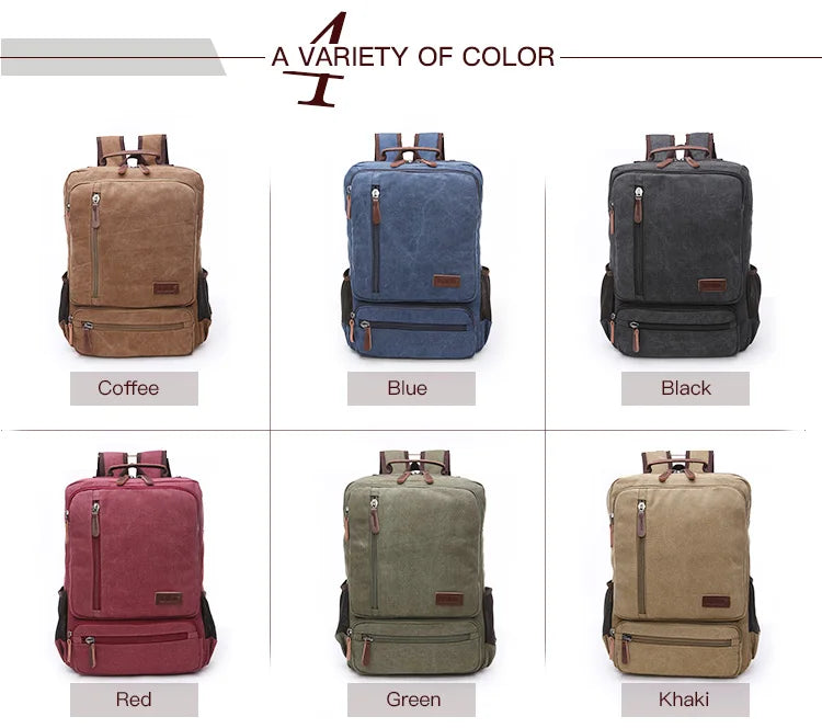 Vintage Canvas Backpack Men Large Capacity Travel Shoulder Bag High Quality Students Bag Male notebook 15 inch Laptop Backpack