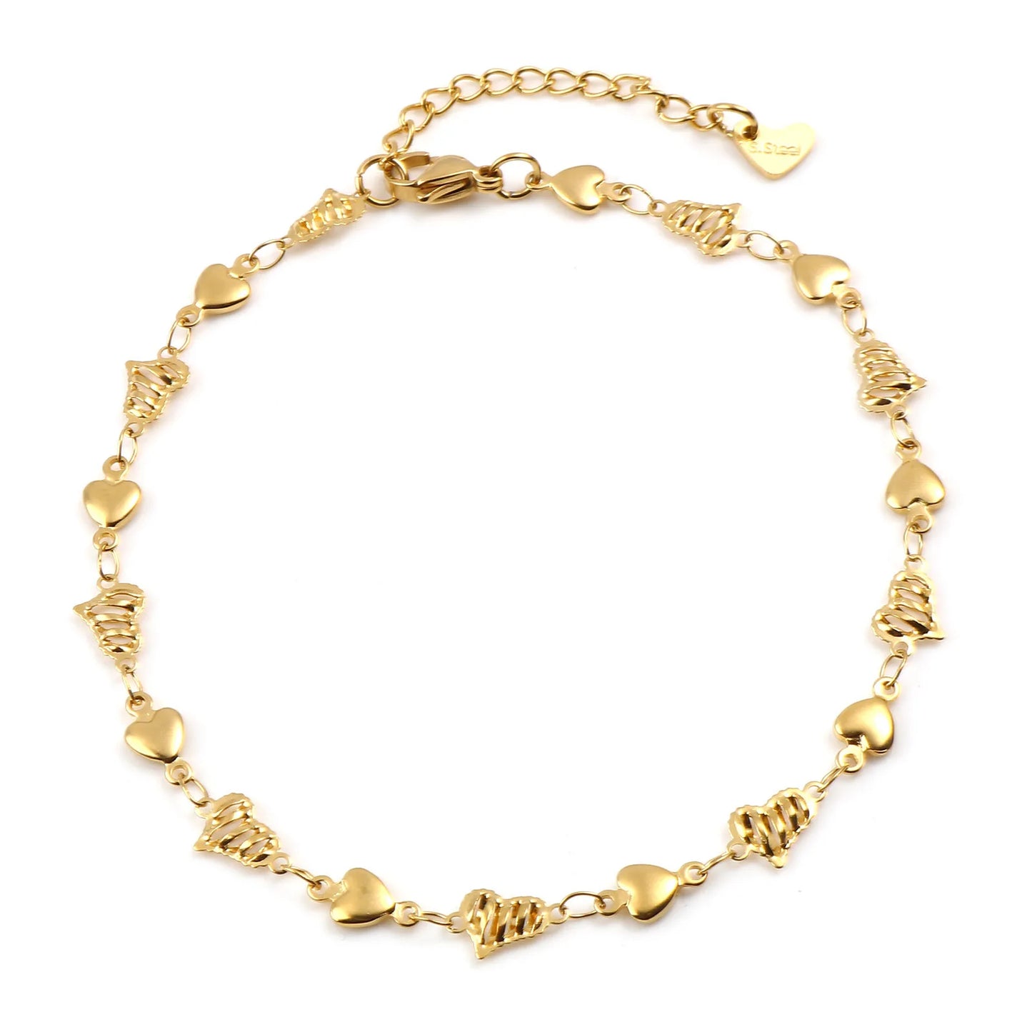 DoreenBeads Stainless Steel Anklet Gold Color For Women Beach Foot Leg Chain Ankle Bracelets Jewelry Gift 22.5cm-23.5cm, 1 Piece 23cm long 2