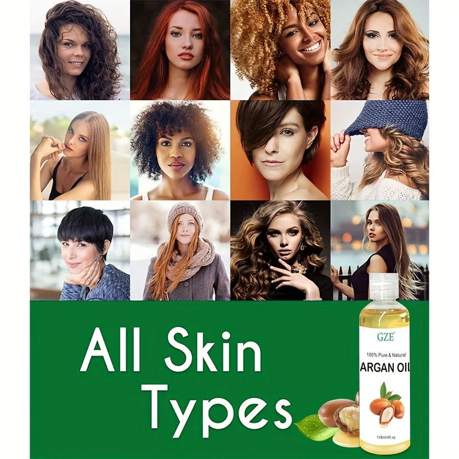 GZE Organic Moroccan Argan Oil Pure Cold Pressed Virgin Premium Grade Moisturizer for Dry, Damaged Skin, Hair, Face, Body, Scalp