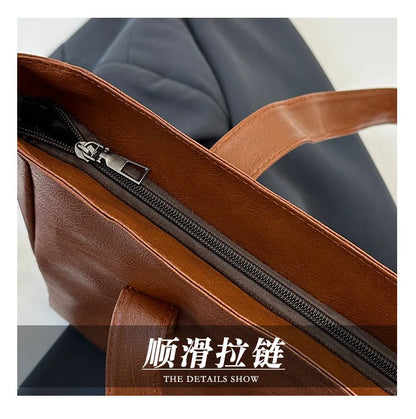 Vintage Large Capacity Tote Bag, Retro Vegan Shoulder Bag, Women's Casual Handbag For Commute ,Trendy Handbag with Soft Leather