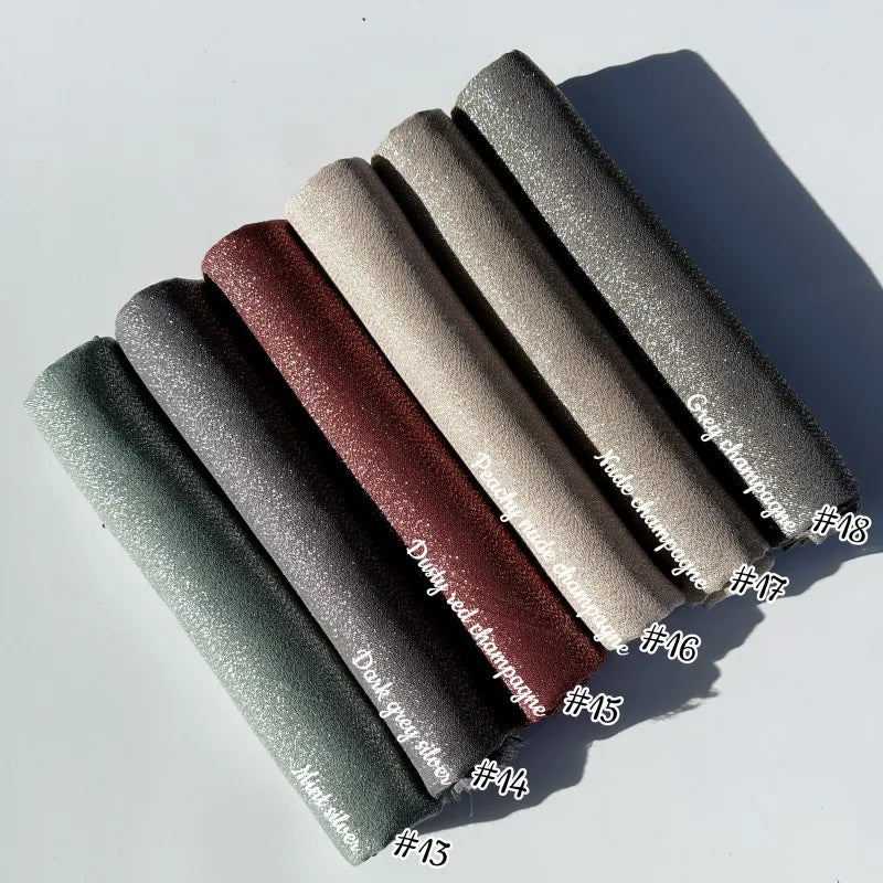 Lastest Brand Design Scarf Shiny Solid Color Shawls Rayon Fabric Gold Silk Silver Wire Head Shawl Fringe Hijab For Women
