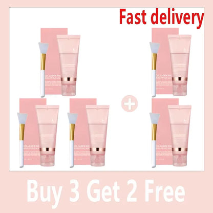 Collagen Overnight Wrapping Peel Off Facial Mask, Korean Collagen Night Wrapping Mask Deeply Hydrates Night Care Mask Cream 75ml Buy 3 Get 2 Free