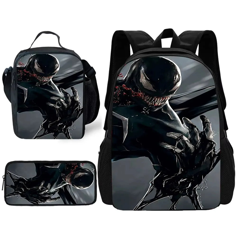 Marvels V-venoms Child School Backpack with Lunch Bags ,Pencil Bags ,School Bags for Boys Girls Best Gift XHOO1-TZ-102-A4