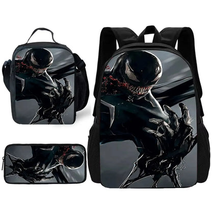 Marvels V-venoms Child School Backpack with Lunch Bags ,Pencil Bags ,School Bags for Boys Girls Best Gift XHOO1-TZ-102-A4