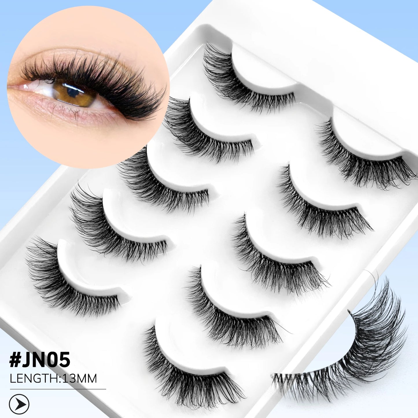 GROINNEYA Cat Eye Lashes Natural Fluffy False Lashes With Winged Ends For Extended Natural Look Soft Clear Stem Lashes Makeup JN05