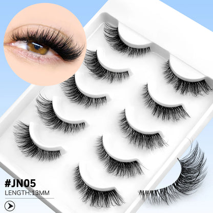 GROINNEYA Cat Eye Lashes Natural Fluffy False Lashes With Winged Ends For Extended Natural Look Soft Clear Stem Lashes Makeup JN05