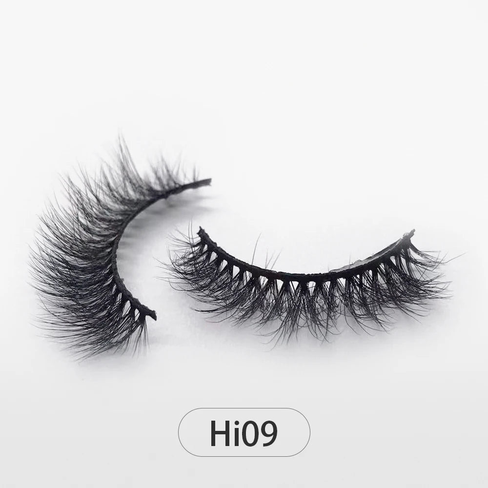 Dropshipping Reuseable Natural Long 12-15mm 3D Faux Mink Lashes Fluffy Volume False Eyelashes Cruelty Free Wispy Makeup Lashes Hi09 15mm CHINA