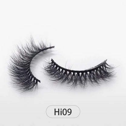 Dropshipping Reuseable Natural Long 12-15mm 3D Faux Mink Lashes Fluffy Volume False Eyelashes Cruelty Free Wispy Makeup Lashes Hi09 15mm CHINA