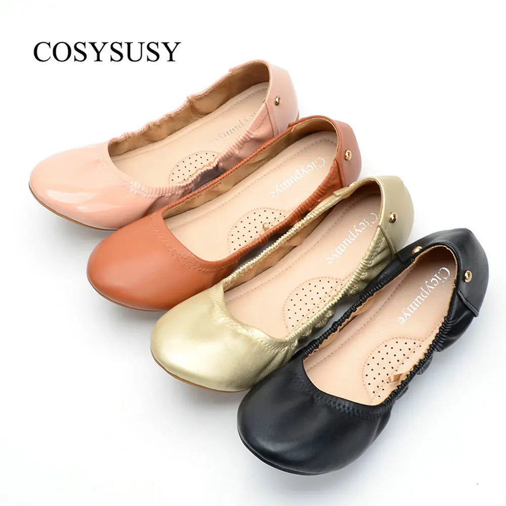 COSYSUSY Party Shoes Foldable Ballet Flats Portable Travel Fold up Shoe Prom Ballerina Flats Roll up for Bridal Wedding Shoes