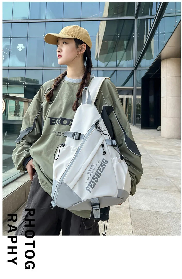 New Y2k Portable Light Nylon Crossbody Bag Trendy Rucksack Travel Shoulder Bag Casual knapsack Outdoor Sports Unisex Chest Packs