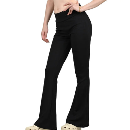 Woman Spring Summer Cinching Hip Lifting Fitness Exercise Elastic Bell Bottom Pants Women Casual Outdoor Running Yoga Pants Black