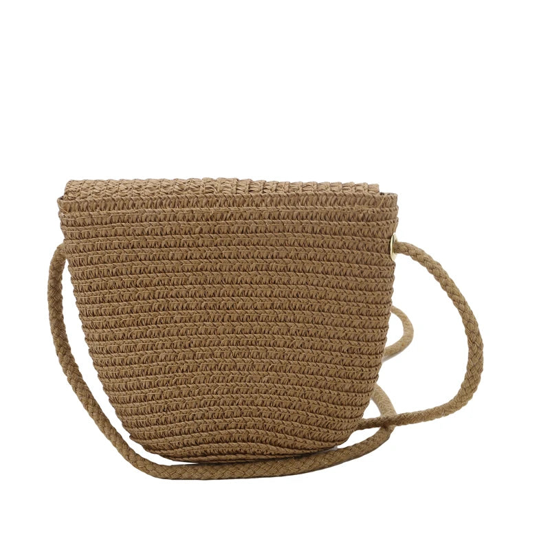 Flip children's Bag Cute Grass Woven Handbag Little Girl Crossbody Fashion Cute Zero Wallet Summer Beach Shoulder Bags