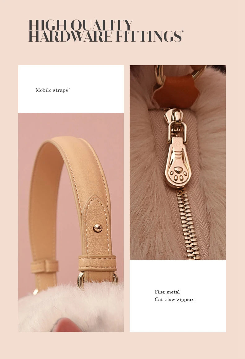 Women Exquisite Shoulder Underarm Bags Siamese Cat Bag Plush Cute Plush Crossbody Bag Female Winter Autumn Handbags Hot