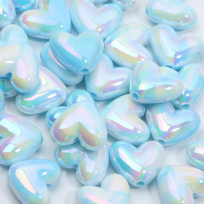 10pcs 15x17mm Macarons ABS Spacer Beads Gradients Heart Acrylic Beads For Diy Jewelry Making Bracelet Necklace Earrings Pendant C06595