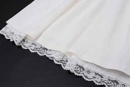 WhereMery Elegant Women Aesthetic Pleated Mini Dress Y2K White Sleeveless Square-neck Lace-up Off Shoulder Spring Party Dresses