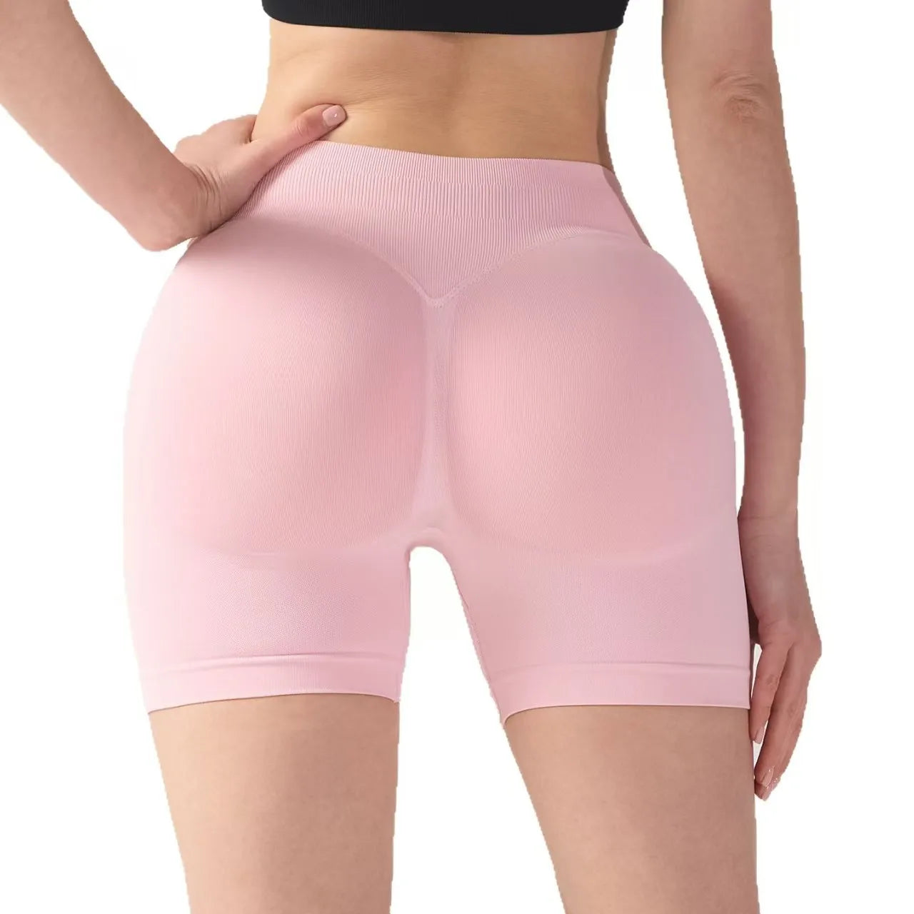 4.5'' Impact Shorts Seamless Low Ribbed Waistband Gym Shorts Scrunch Bum Yoga Shorts Booty High Stretch Running Bike Shorts