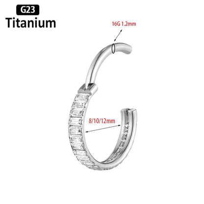 New G23 Titanium Piercing High Quality CZ Nose Ring Earrings 8/10/12mm Body Jewelry 16G ASTM f136 Titanium Nose Septum Piercings