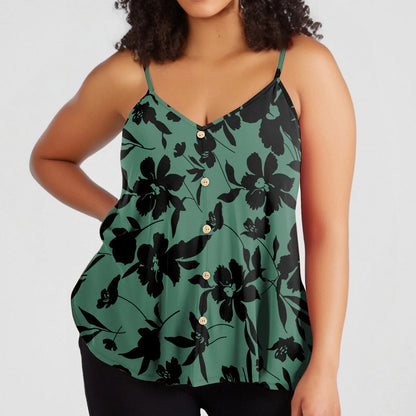 Plus size vest women's casual camisole top with adjustable shoulder straps v-neck sleeveless top fashion printed vest