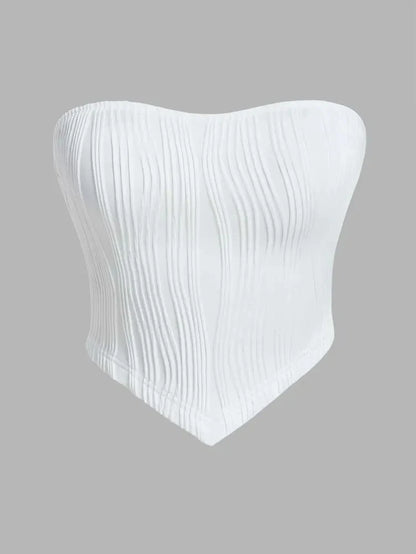 Sexy Rib Knit Strapless Crop Tube Top Women Summer Y2K Clothes Sleeveless Off The Shoulder Tank Top Streetwear Club Party 2024 WHITE
