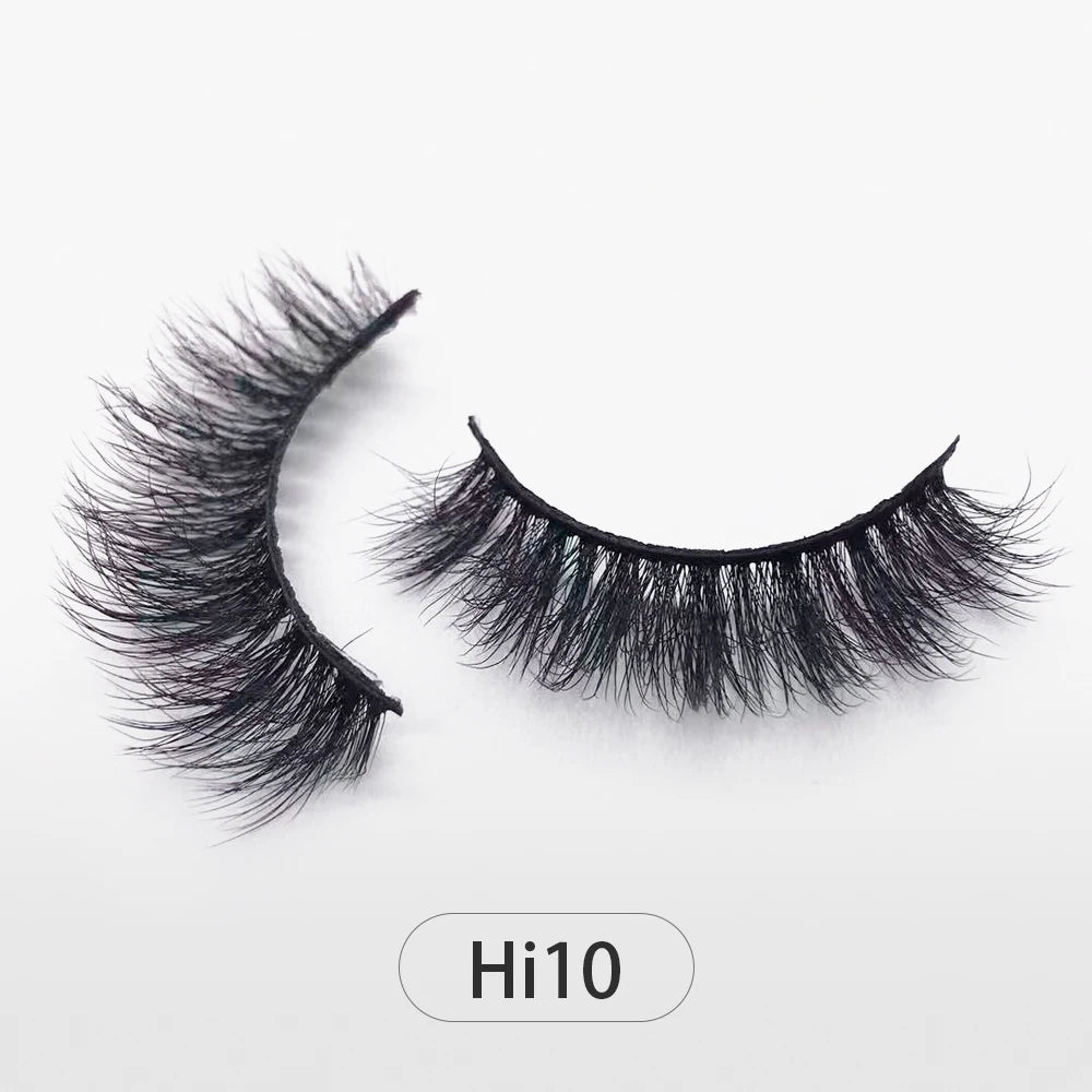 Dropshipping Reuseable Natural Long 12-15mm 3D Faux Mink Lashes Fluffy Volume False Eyelashes Cruelty Free Wispy Makeup Lashes Hi10 15mm CHINA