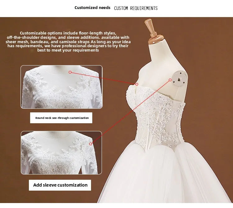 Strapless Wedding Dress 2025autumn New Style Elegant and Graceful Bride Slimming Palace Style Sexy Lace Puffy Dress Formal Dress Badiee Stylez