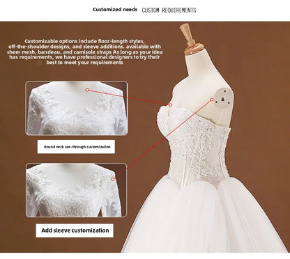 Strapless Wedding Dress 2025autumn New Style Elegant and Graceful Bride Slimming Palace Style Sexy Lace Puffy Dress Formal Dress Badiee Stylez